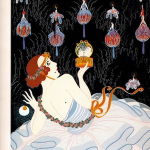 Erté 1984 Oryginalna zabytkowa okładka książki – Art Deco Egzotyczna, czarująca, romantyczna, luksusowa – projektantka mody, kostiumów i teatru – prezent