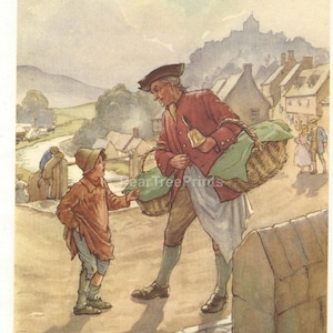 Margaret Tarrant &quot;Simple Simon&quot; Print: 1953 Nursery Rhyme Book Illustration