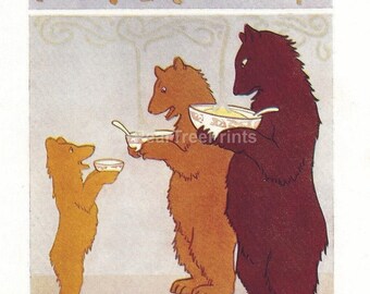 Margaret Tarrant “Fairy Tales” Original Vintage Print c.1940s – The Three Bears - Unique Gift