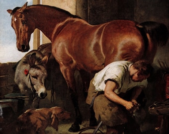 Edwin Landseer: Shoeing the Bay Mare, 1934 Vintage Tip-in Print