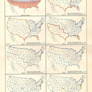 Antique Map UNITED STATES - Historical Maps from 9th Edition Encyclopaedia Britannica 1875-1889 - original rare 19th century map print Gift