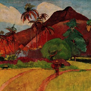 Gauguin Tahitian Landscape Print: Vintage Fine Art Folio