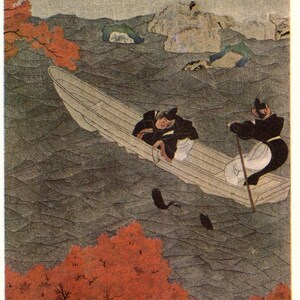 Vintage Japanese Art Print: Fishing with Cormorants Handscroll