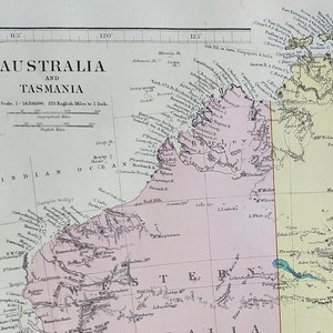 Antike AUSTRALIEN & Tasmanien Original 1889 Karte - Seltene Große Karte des 19ten Jahrhunderts – Einzigartiges Geschenk für Kartensammler - Kartographie