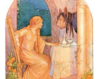 Margaret Tarrant 'Beauty and the Beast' Vintage Art Print