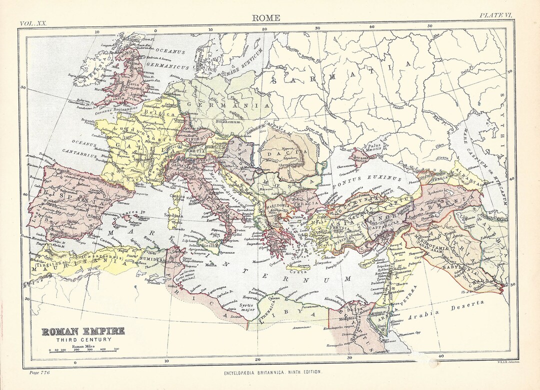 Antique Rome Map Print: 1875 Roman Empire, Encyclopaedia Britannica - Etsy