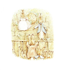 Beatrix Potter Flopsie Bunnies Druck: 1987 Vintage Kinderzimmer Kunst