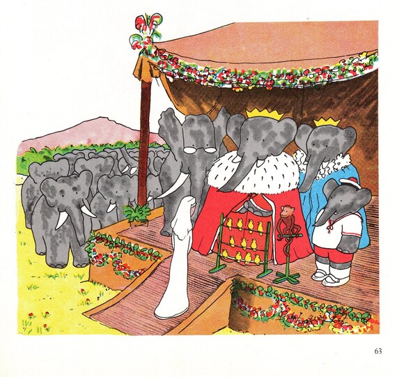 1981 Babar the Elephant Large Original 2sided Vintage Print Etsy