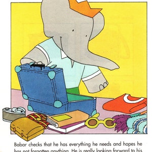 Babar&#39;s Summer Vintage Print - Children&#39;s Nursery Art