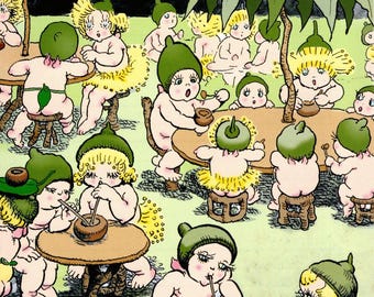May Gibbs Gumnut Babies Vintage Print: Australian Nursery Decor