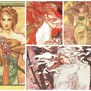ALPHONSE MUCHA Papierservietten / Servietten x8 - Kunst für Decoupage, Scrapbooking, Kartenherstellung, Mixed Media, Collage, Papierhandwerk, Altered Art