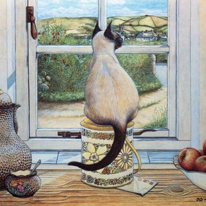 Zoe Stokes Cat Art Print: 1989 Vintage Lithograph