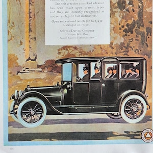 Stevens-Duryea and Oldsmobile Antique American Auto Ads - Large Original Vintage Poster 2-sided - Gift classic car enthusiasts