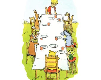 Vintage Winnie de Poeh-print: Shepard-illustratie, kinderkamerkunst