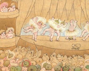 May Gibbs Vintage Print: Gumnut Babies Fairytale Landscape