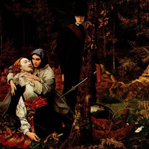 WILLIAM SHAKESPEARE BURTON Oryginalny wydruk książki vintage „The Wounded Cavalier” – obraz prerafaelitów – wyjątkowy prezent
