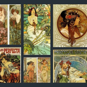 6 Postcards Alphonse Mucha - Art Nouveau - Postcrossing, Journals, Crafts, Stationery, Bookmarks – Unique Gift (2)