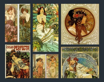 Postales Art Nouveau de Alphonse Mucha: Arte checo (juego de 6)