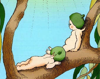 May Gibbs Gumnut Babies Vintage Print: Australian Nursery Art