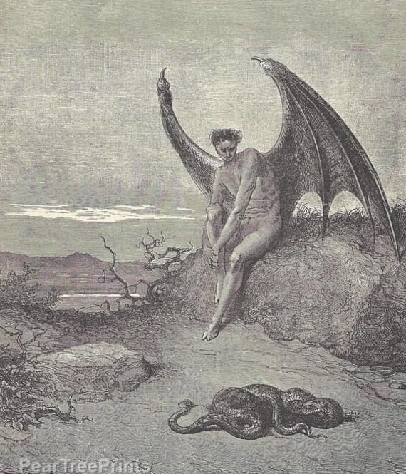 ギュスターヴ・ドレ「失楽園」彫刻：1887年ミルトンイラスト - Etsy 日本