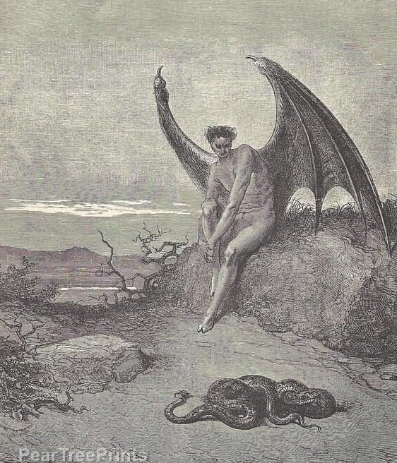 ギュスターヴ・ドレ「失楽園」彫刻：1887年ミルトンイラスト - Etsy 日本
