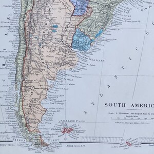 アンティーク南アメリカオリジナル 1889 年地図 - 希少な 19 世紀の大型地図 - 地図収集家へのユニークなギフト - 地図作成