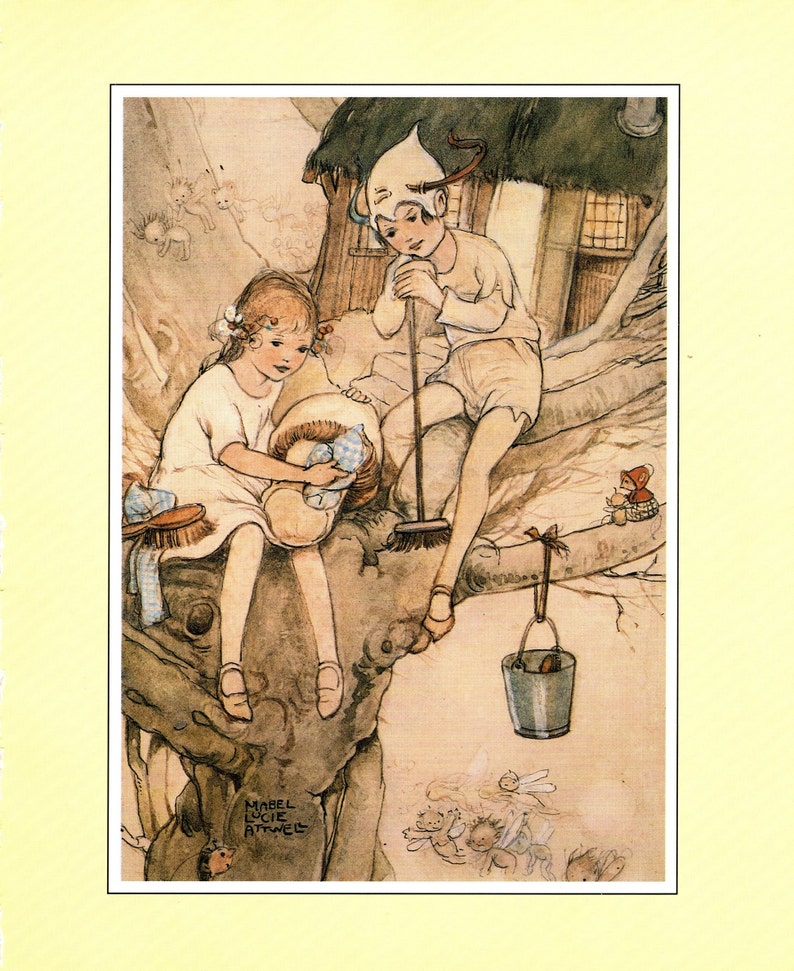 Mabel Lucie Attwell Peter Pan Original Vintage Print Nursery Art Cute Children Unique Gift image 2