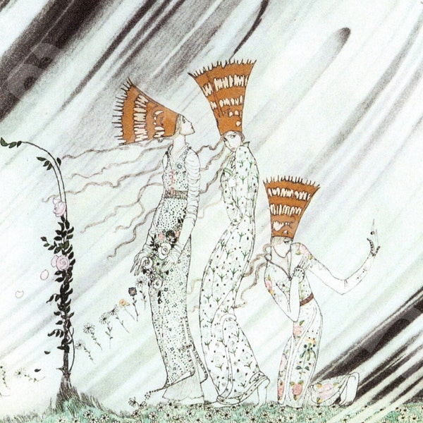 KAY NIELSEN Original vintage 2 faces Print - Conte de fées – « Les Trois Princesses dans la Montagne Bleue » - Art Nouveau - Cadeau Unique (21)