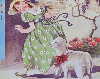 Vintage-Poster zum Kinderreim „Mary Had a Little Lamb“