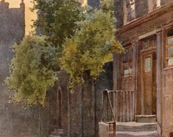 1925 Belgravia London Antique Print - Haslehust Watercolor Illustration