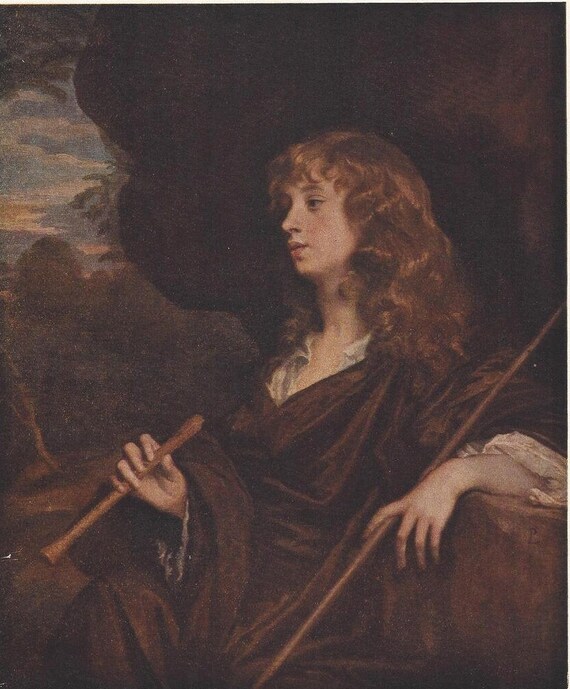 Sir Peter Lely abraham Cowley From masterpieces of British Art 1940 Edited by W. Leon Soldes Vintage Reproduction Print Etsy