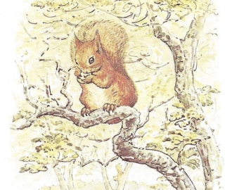 Beatrix Potter 1986 Original Vintage Print “The Tale of Squirrel Nutkin” - Whimsical Nursery Art Woodland Animals - Unique Gift