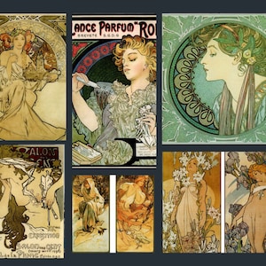 6 Postcards Alphonse Mucha - Art Nouveau - Postcrossing, Journals, Crafts, Stationery, Bookmarks – Unique Gift (1)