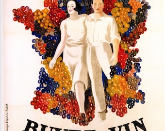 Cartel de Cappiello "Buvez du Vin": impresión publicitaria francesa Art Déco