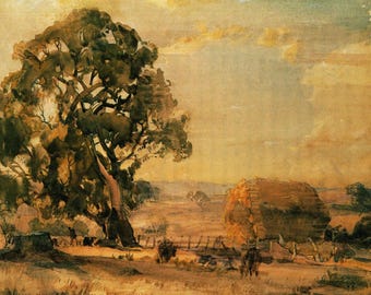Hans Heysen Original Vintage Print - ‘Autumn Landscape’ - Australian Landscape Artist