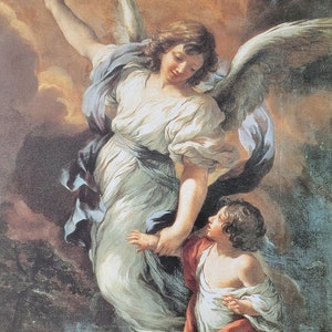 PIETRO DA CORTONA &quot;The Guardian Angel&quot; Original Vintage Poster - Unique Gift for lovers of Italian art