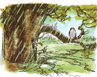Vintage Winnie de Poeh-boekafdruk: Shepard illustratie, kinderkamerkunst