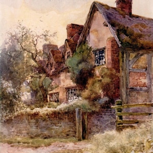 Mary Arden&#39;s House Vintage Print: Shakespeare-Land Watercolour, 1940