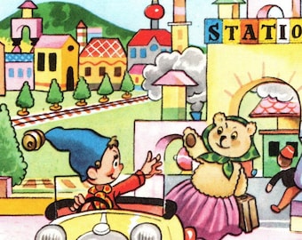 1960 “Noddy Goes To The Fair” Original Vintage Print – Baby Shower – Birthday - Nursery Art – Delightful Children’s Art (5)