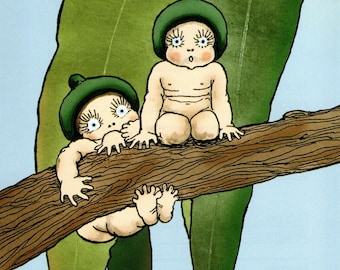 May Gibbs Gumnut Babies Vintage Print: Australian Nursery Decor