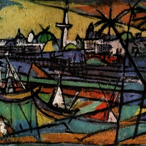 1953 Jancu &quot;Port of Acre&quot; Photogravure Print - Israeli Art