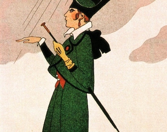 Impresión Art Déco a dos caras de George Barbier y Georges Lepape: Moda vintage de 1912