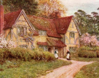 1923 alter Buckinghamshire Hausdruck | Original Allingham Aquarell