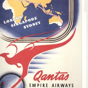 Vintage Qantas Airways Reiseplakat - Originaldruck - Goldenes Zeitalter des Reisens - Einzigartiges Geschenk