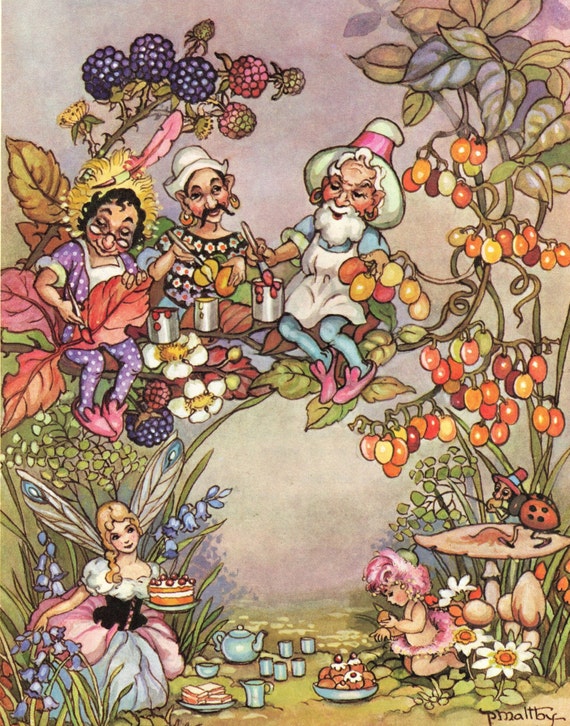 Vintage PEG MALTBY Original Fairies Book Print – Cute