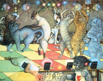1989 Zoe Stokes Playful Cat Art – Original Vintage Print – Cat Lovers – Unique Gift (17)