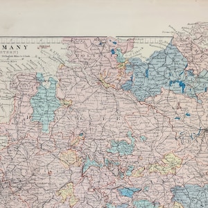 アンティーク ドイツ (西部) オリジナル 1889 年地図 - 希少な 19 世紀の大型地図 - 地図収集家へのユニークなギフト - 地図作成