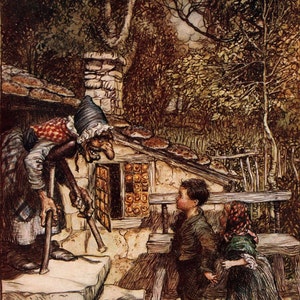Stampa di Arthur Rackham del 1930: Illustrazione dell&#39;opera di Hansel e Gretel