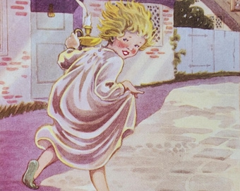 Vintage-Kinderreimposter „Wee Willie Winkie“ – Großer klassischer Druck – Beliebte Kinderreime