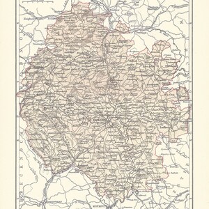 Antique Map HEREFORD, ENGLAND from 9th Edition Encyclopaedia Britannica 1875-1889 - original rare 19th Century print - Victorian map GIFT
